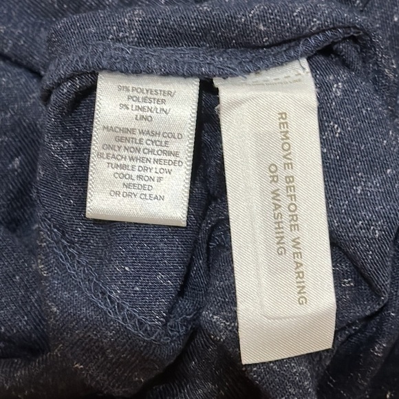 NWT Smoky Blue poly/linen blend LOFT smocked dress long sleeve XS - Picture 11 of 11